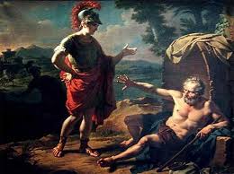 Alejandro Magno y Diógenes.